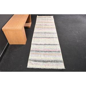 Tapis turc vintage moderne 2.5 X 8.9ft Beige Patchwork tapis laine tissage plat pour salon décor Tabriz Style - Product Image 1