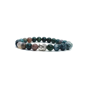 Carved Bloodstone Jasper Engraved Buddha Crystal Gemstone Fashion Jewelry <b>Bracelet</b> for <b>Men</b> and Women Gift - Product Image 1
