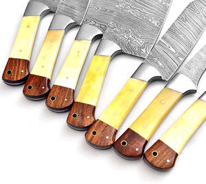 Couteau personnalisé de 6 pouces fait à la main en acier damas avec lame fixe manche en bois de rose pleine soie avec fantaisie gratuite cuir de vache original - Product Image 3