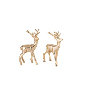 Modern <b>Gold</b> Reindeer Figurine Set Luxury Metal Deer Sculpture for Home Office Living Room Tabletop Decor Abstract Animal <b>Statue</b> - Product Image 1