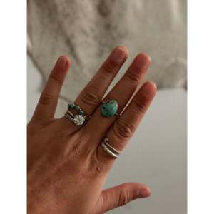 Navajo-Made Mine 8 Turquoise Sterling <b>Silver</b> <b>Statement</b> <b>Ring</b> Vermeil Rhodium Plating Geometric Pattern Size 7.5 for Everyday Wear - Product Image 2