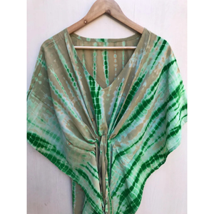 Caftán de Seda Crepé con Estampado Tie Dye Floral para Mujer, Traje de Playa, Mercado Mayorista al Mejor Precio - Product Image 2