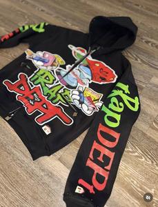 Sweat-shirts à capuche pour hommes avec logo personnalisé OEM, 100% coton, double poche, coupe ample, surdimensionné, polaire d'hiver, broderie 3D, écologique - Product Image 6