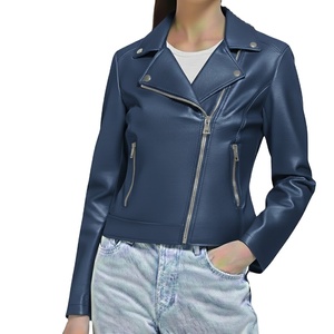 Veste d'hiver pour femmes de luxe, design personnalisé, nouveau style, cuir véritable, teinture unie, col montant, fermeture éclair, taille - Product Image 4