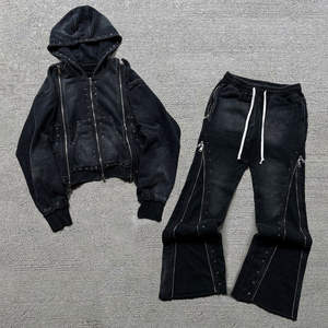 Rhinestones Impresión Jogging Track Sweat Suit Unisex Hombres Jogger Sweatsuit Chándal Pantalones de chándal Conjunto con capucha - Product Image 2