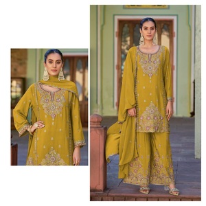 Robe longue de style pakistanais Salwar Kameez avec décolleté orné Dupatta élégant et bas confortable à des prix abordables - Product Image 1