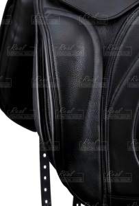 Selle d'équitation anglaise tout usage noire Selle de dressage en cuir pour l'équitation - Product Image 3