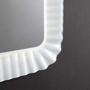 <b>LED</b> <b>Mirror</b> with Wavy White Fused Glass Frame 94x68 <b>Mirror</b> with <b>LED</b> <b>Lighting</b> - Product Image 5