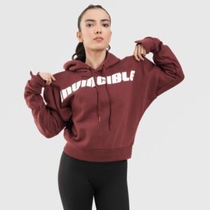 Invincible Oversized Maroon <b>Hoodie</b> for <b>Workout</b> Breathable Knitted Fabric - Product Image 1