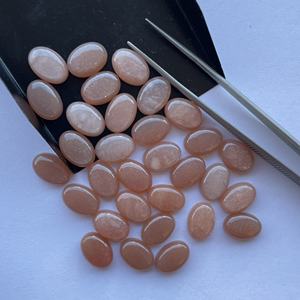 หินมูนสโตนสีพีชธรรมชาติขนาด10มม. 12มม. 14มม. พลอยทรงรีเรียบแบบ DIY สำหรับทำเครื่องประดับจี้ทำแหวนคริสตัลแฟชั่น - Product Image 5