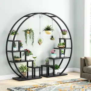 Suporte de metal moderno para plantas e flores, suporte de piso em metal multicamadas para uso interno e externo, casa e jardim