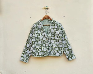 แจ็คเก็ตบุนวมผ้าฝ้ายงานทำมืออินเดีย, เสื้อโค้ทสไตล์โบโฮพิมพ์ลายบล็อกใช้ได้ทั้งผู้หญิงและผู้ชาย - Product Image 4