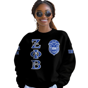 Sudadera con Cuello Redondo Zeta Phi Beta 1920 con Letras Griegas para Mujer, Azul, Bordado de Hermandad - Product Image 4