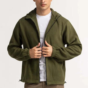 Sweat à capuche en polaire de coton pour hommes hiver lourd 100% coton polaire solide conception doublure Streetwear zip-up - Product Image 1