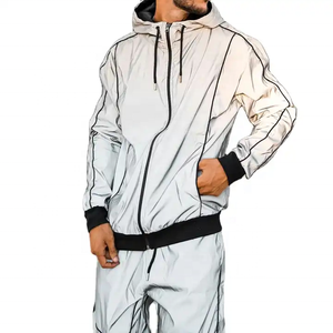 Nouveauté, survêtement deux pièces en nylon de qualité, jogging coupe-vent, sweat à capuche zippé, pantalon cargo, vestes de couleur unie - Product Image 3