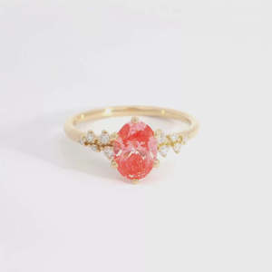 Bague ovale rose de luxe en or massif 14 carats avec 1 diamant ovale de 1,00 carat F-VS1 cultivé en laboratoire, bijoux tendance - Product Image 3