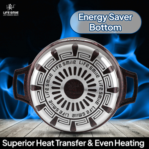 LIFE SMILE Flame Design Olla para sopa Olla de cocina de aluminio fundido a presión con tapa de vidrio Revestimiento de granito antiadherente multicapa Seguro para horno - Product Image 4