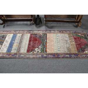 Tapis de couloir vintage 2,7 x 7,7 pieds, tapis bleu turc uni - Product Image 3