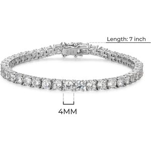 Per gli elementi essenziali per Amazon bracciale da Tennis con taglio rotondo e zirconio cubico placcato in argento Sterling gioielli alla moda - Product Image 6