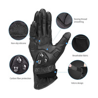 Guantes de Motociclismo y Esquí Unisex de Alta Calidad Alpha Racing, de Cuero, Antideslizantes, con Tela Reforzada, Transpirables, con Pantalla Táctil