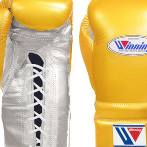 Gants de boxe à lacets Winning en cuir premium or et argent, gants de boxe professionnels pour l'entraînement et les combats, 8oz 10oz 12oz 14oz - Product Image 4