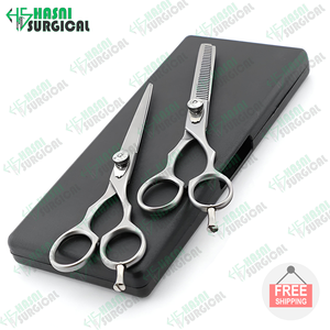 Tijeras de corte de pelo de peluquero de lujo de acero inoxidable alemán con reposapiés fijo y tornillo de lujo CE ISO aprobado - Product Image 6