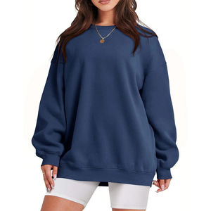 Sudaderas de Invierno para Mujer al por Mayor, con Logotipo Personalizado Bordado e Impreso, de Algodón Francés de Gran Tamaño, con Cuello Redondo y Rayas - Product Image 5