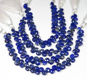 Cuentas Facetadas de Lapislázuli Natural, Hilo de 8 Pulgadas, Gemas de Corazón de Lapislázuli Azul, Piedras Preciosas Sueltas, Precio de Fábrica, Regalos para Ella, 7 mm - Product Image 1