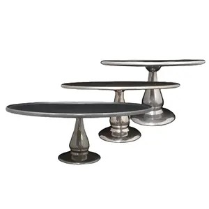 Soporte de pastel de aluminio con revestimiento plateado seguro para alimentos soporte de pastel de aluminio pulido brillante 3 piezas de diferentes tamaños - Product Image 1