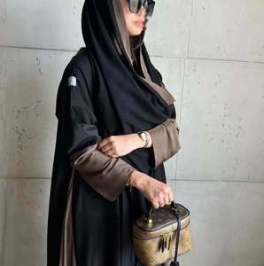Vente en gros Abaya de luxe en satin pour femmes de petite taille manches à volants en soie de haute qualité conçue sur mesure pour les musulmans d'inspiration Dubaï - Product Image 6