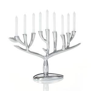 Accessoires de maison de qualité supérieure haute 8 branches Menorah bougie bâton bougeoir Design laiton classique Nickel grande maison Dec - Product Image 5