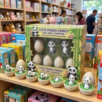 Figurine en plastique floquée de panda multicolore personnalisable, petite statue d'animal, jouet mignon, petite poupée panda pour collection ou cadeau