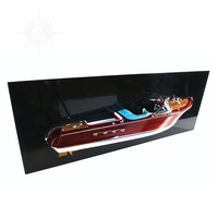 Modelo de Barco de Madera Artesanal de Lujo Riva Aquamarina de 70 cm, Diseño Rústico, Escultura de Pared con Marco para Decoración Náutica del Hogar u Oficina
