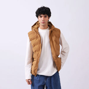 Veste matelassée à demi-manches tendance pour homme, col montant personnalisé, fermeture éclair, bomber streetwear - Product Image 4