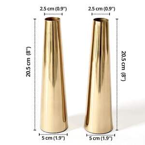 แจกันทรงกรวยโลหะสีทองเพรียวบาง | แจกันประดับโต๊ะสำหรับตกแต่งบ้านห้องนอนห้องนั่งเล่นของตกแต่งในงานแต่งงานและงานเทศกาล - Product Image 4