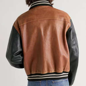 Chaqueta Bomber Clásica de Piel de Oveja 100% Genuina, Color Marrón, Talla Grande para Hombre, Invierno, con Forro de Piel de Oveja Cálida - Product Image 5