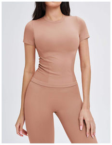 เสื้อยืดแขนสั้นโยคะฤดูร้อนคุณภาพสูงไร้รอยต่อ เสื้อเจอร์ซีย์น่ารักสำหรับทุกเพศ สวมใส่สบาย เหมาะสำหรับเล่นกีฬา ทรงปกติ เหมาะสำหรับวิ่งกลางแจ้ง - Product Image 5