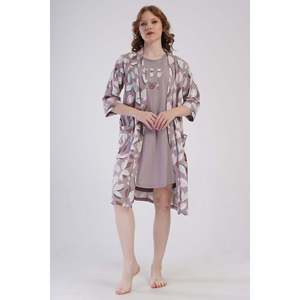 KADIN P.SUPREM KISA KOL TUNIK+ 3/4KOL SABAHLIK TAKIM - BEIGE - BEIGE - Product Image 1