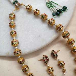 Conjuntos de joyería de moda collar Jadau de cuentas de perlas reales en tono dorado - Product Image 5