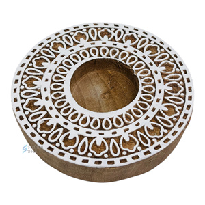 Support de bougie chauffe-plat en bois fait main, écologique, imprimé bicolore (sans bougie chauffe-plat) – Offre mode intelligente pour cadeaux de festival - Product Image 3