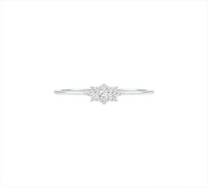 แหวนทองคำขาว14K สุดหรูสำหรับผู้หญิง0.16ct เพชรที่ปลูกในห้องปฏิบัติการ VS-VVS ปรับขนาดได้ - Product Image 1