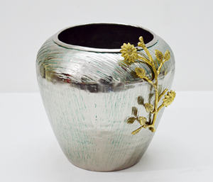 Florero de aluminio caliente de primera calidad niquelado con soporte de base de dos tonos Combinación increíble Venta caliente Florero de mesa de lujo - Product Image 3