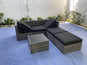 High Quality Modern All-Weather Premium Classic KD 6 PCS <b>Rattan</b> Garden <b>Sofa</b> Set Waterproof Cush Patio Courtyard Leisure - Product Image 6