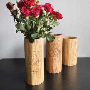 Handmade wooden flower <b>vase</b> crafted with care decorative container pots supporting artisan home decor in every season too - Product Image 3