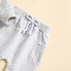 Ensemble de vêtements bio pour bébé, ensemble sweat-shirt, vêtements unis d'automne pour enfants, jogger doux unisexe - Product Image 6