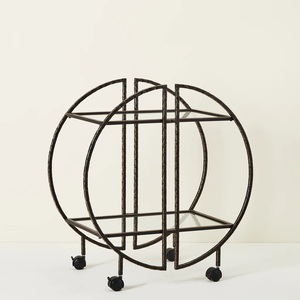 Chariot de bar en acier inoxydable de luxe doré Chariot de service de décoration de meubles d'hôtels Chariot à vin et à bière Chariot à thé - Product Image 4