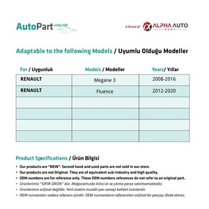 Right-Left <b>Mirror</b> Bakelite <b>Plastic</b> for Renault Megane 3, Fluence ( Shipping From Turkey Manufacturer ) Product Code: FD113743 - Product Image 2