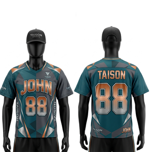 เสื้อลาครอสชาย 185 GSM ผ้าโพลีเอสเตอร์อินเตอร์ล็อคทนทาน สีส้มทองแดง แต่งสีแดงเลือดหมู แบบสั่งทำพิเศษด้วยเทคนิคการพิมพ์แบบรีดร้อน - Product Image 5