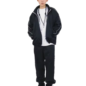 Survêtement de jogging réfléchissant personnalisé avec logo imprimé pour hommes, ensemble deux pièces coupe-vent, pantalon en coton, survêtement - Product Image 4