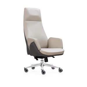 Silla de Oficina Ergonómica Perfecta con Altura Ajustable, Respaldo Cruzado, Base de Acero Inoxidable y Aluminio, Cuero Genuino, Giratoria e Inclinable, Ejecutiva - Product Image 1